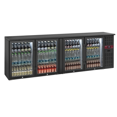 Refroidisseur de bouteilles 4 portes vitrées, 620 litres, pieds réglables RLB4-4G